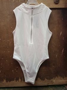Shein Sleeveless Ribbed Leotard Top With Zip
