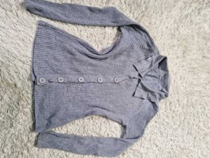Ribbed Button-Up Collared Cardigan