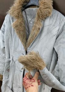Fur Trim Grey Coat