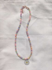Pastel Beaded Necklace with Charm 🌷