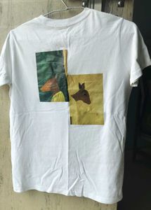 White T-Shirt with Abstract Deer Graphic
