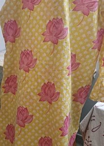 Yellow Lotus Print Kurta