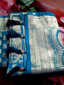 Elegant Turquoise Banarasi Saree