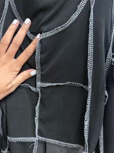Chic Black Patchwork Long Sleeve Top