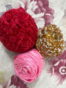 Yarn Balls - Red, Pink, & Brown