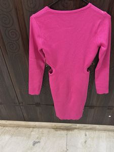 Pink Dress with Embellished Waistline