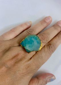 Druzy Raw Stone Statement Ring