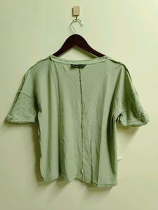 Green Eyelet Detail T-Shirt