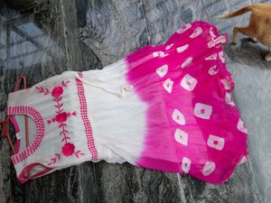 Pink Sleeveless Long Kurtha