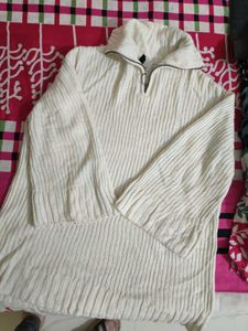 Viral Cream Knit Half-Zip Pullover