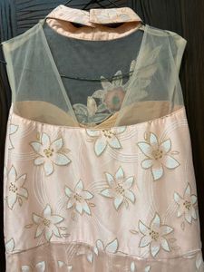 Floral Applique Tulle Maxi Dress