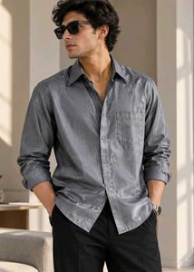 Men's Silver Party Button-Down Shirt