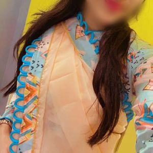 Peach Saree with Trendy Border