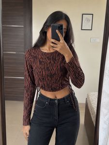 Stylish Zebra Print Long Sleeve Top