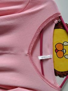 Cute Pink V-Neck Long Sleeve Top