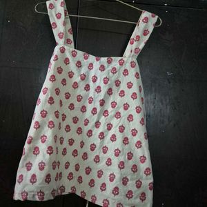 Cream Floral Printed corset Back Sleeveless Top