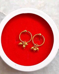 Gold Hoop Earrings with Charms