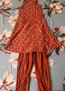 Rust Orange Paisley Printed Kurta Set