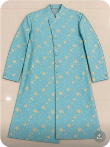 Light Blue Kurta with Cream Pajama Set