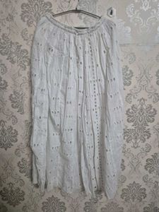 White Eyelet Midi Skirt