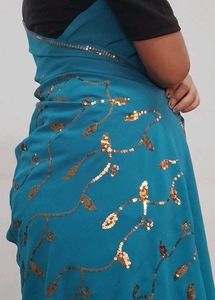 Teal Sequin Sari