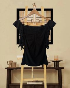 Chic Black Ruffle Top