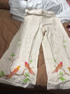Embroidered Bird Palazzos