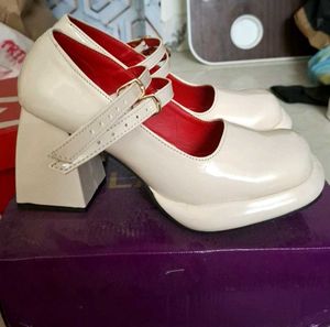 Cream Platform Mary Jane Heels
