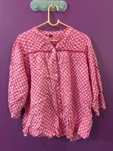 Chic Pink Floral Print Blouse