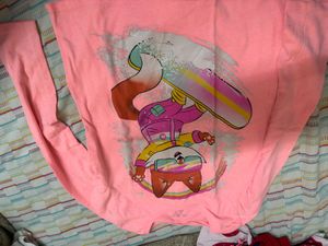 Kids Pink Fox Snowboarder Long Sleeve Shirt
