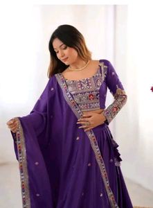 Unstitched Embroidered Lehenga Choli