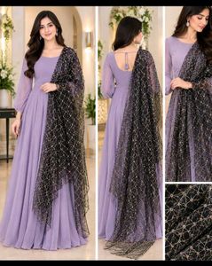 Elegant Black Net Dupatta with Embellishments