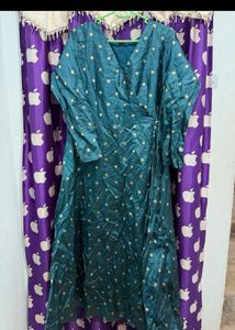 Elegant Teal Polka Dot Maxi Dress