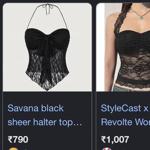 Black Lace Halter Neck Crop Top
