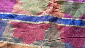 Vibrant Striped Floral Saree