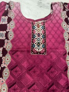 purple Floral Print Kurta Set
