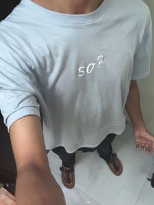 Men's Light Blue "so?" Graphic Tee