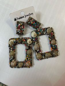 Boho Beaded &amp; Seashell Statement Earrings