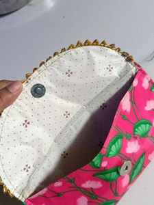 Vibrant Pink Lotus Print Clutch
