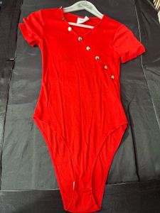 Red Bodysuit with Buttons
