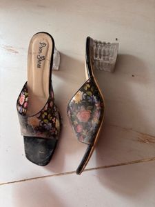 Floral Block Heel Mules