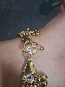Elegant Gold Anklets with White Stones