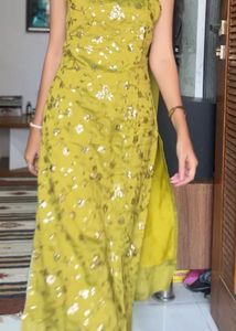 Embellished Olive Green Kurta Set