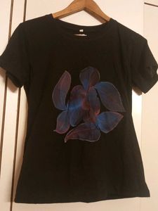 Black T-Shirt with Floral Print