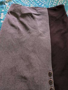 Stylish Grey Skirt with Button Detail