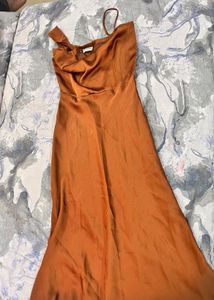 Elegant Orange Satin Slip Dress