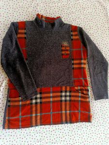 Warm Unique Plaid & Gray Tunic Top