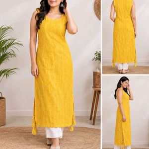 Vibrant Yellow Sleeveless Kurta