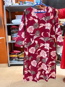 Maroon Floral Kurta Set