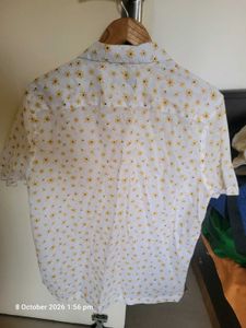 Men's White Floral Print Casual Shirt